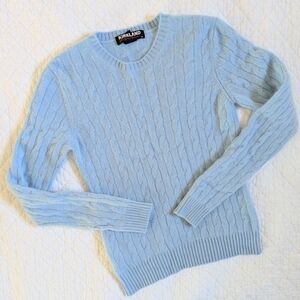 Kirkland Signature Pale Blue Cable Knit Crewneck Sweater